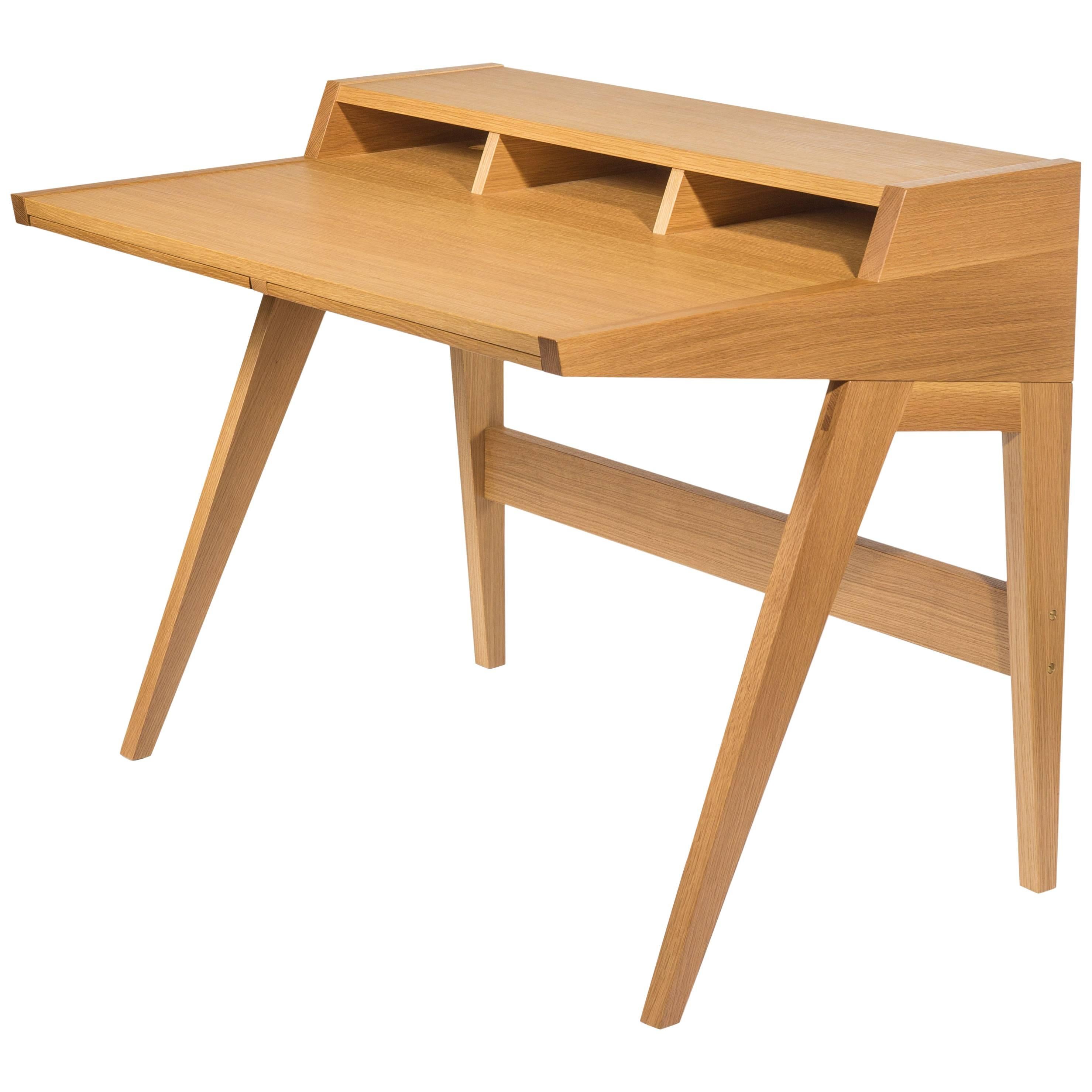 Phloem Studio Laura Desk, Handmade Modern Secretary Desk in Walnut or White Oak For Sale