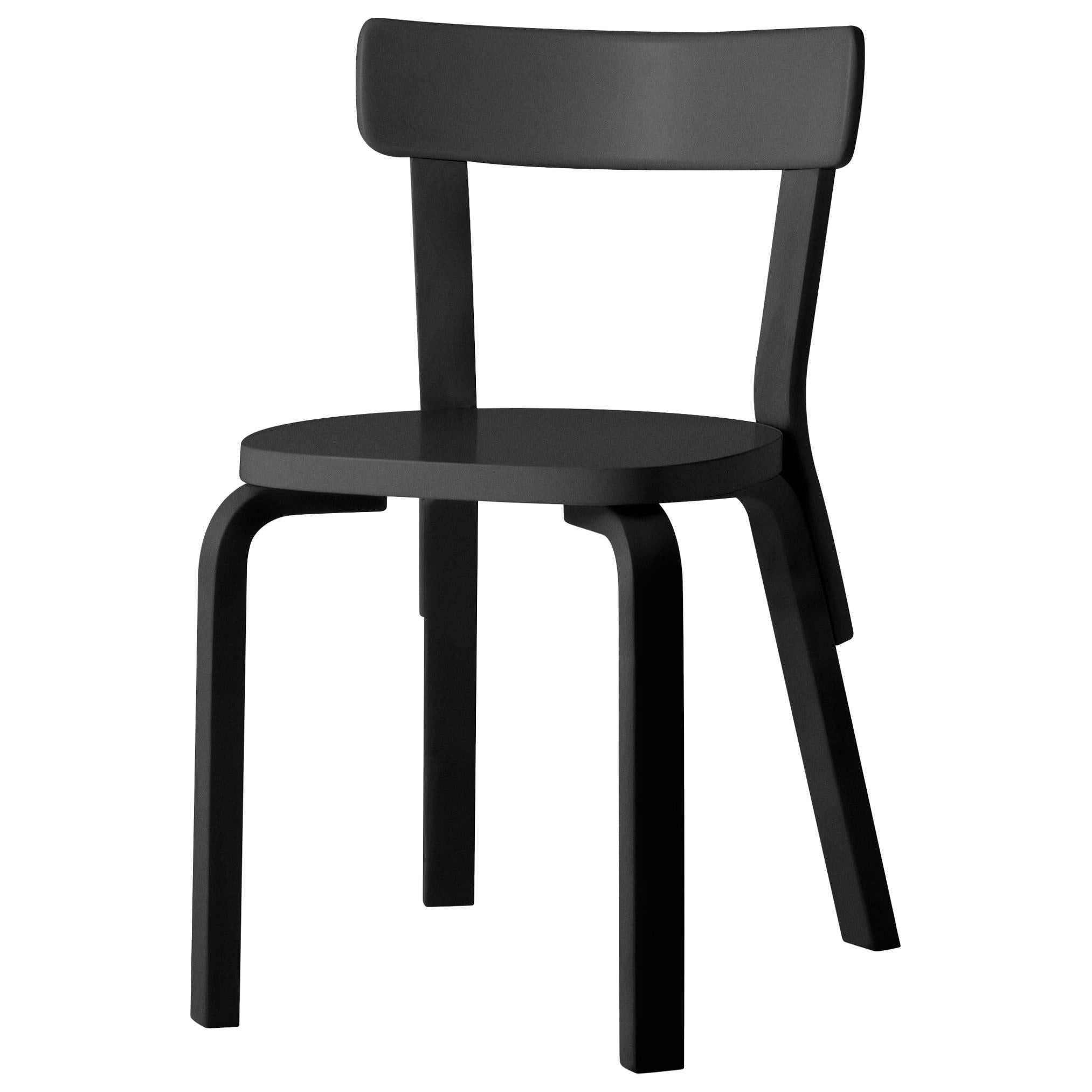 Authentic Chair 69 in Birch with Black Lacquer by Alvar Aalto & Artek