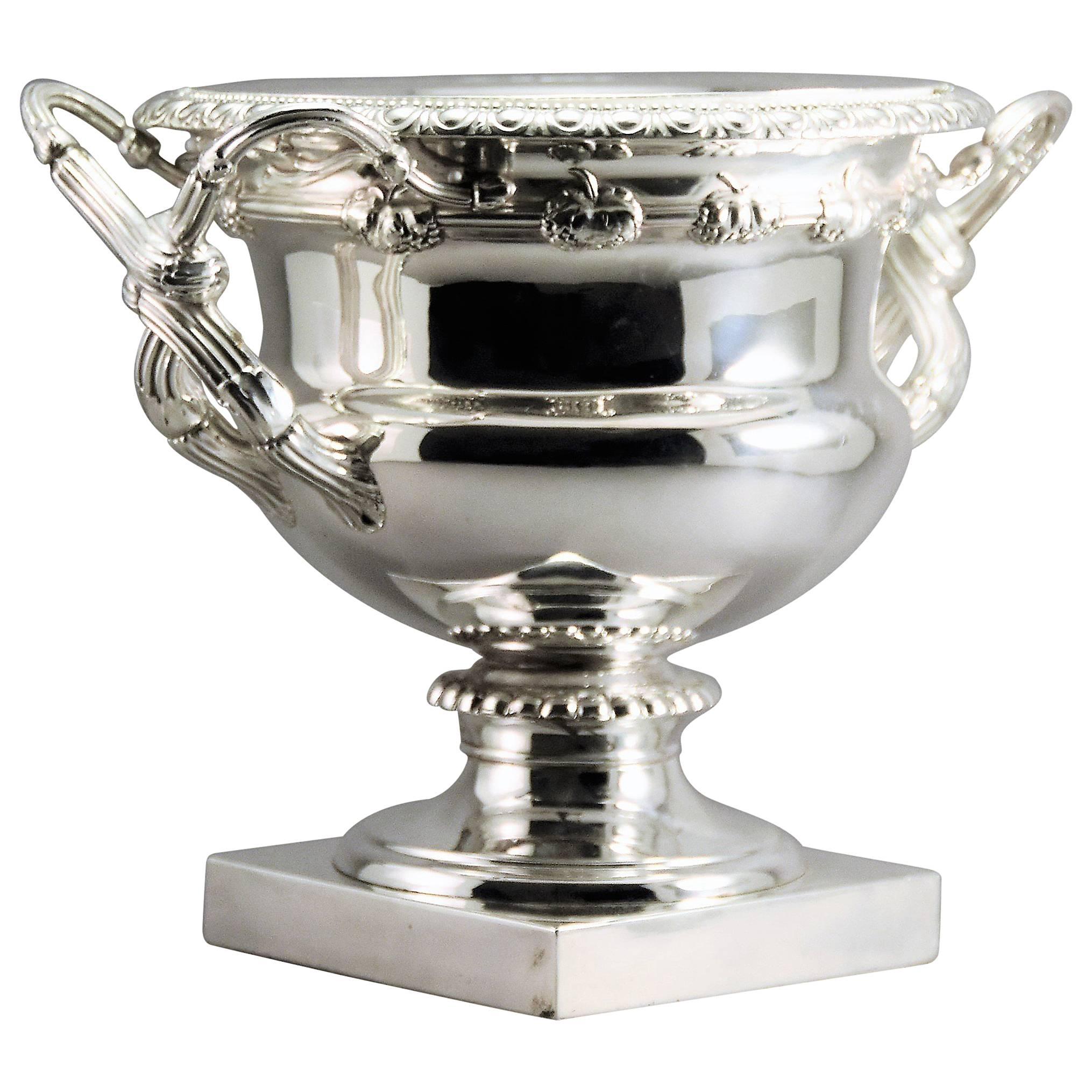 Monumental Cast and Silver Plated Magnum Champagne/Wine Cooler England, 1820 For Sale
