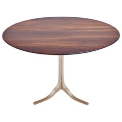 Bespoke Round Table, Reclaimed Hardwood, Brass Base by P. Tendercool