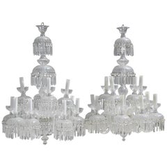 Vintage Large 1950s Bohemian Crystal Chandeliers Twelve Lights Elegance and Simplicity