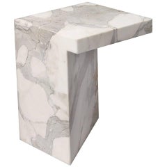 Imbalance Side Table in Statuario Marble by Hervé Langlais