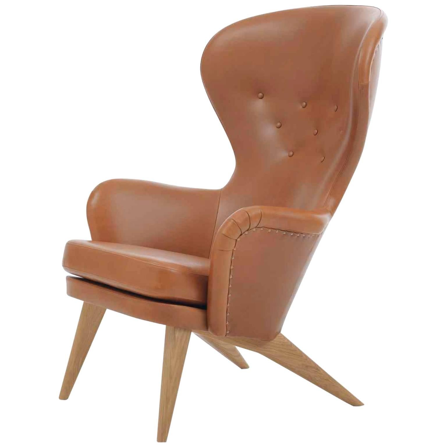 Siesta Lounge Chair in Cognac Leather Design by Carl-Gustaf Hiort Af Ornäs For Sale