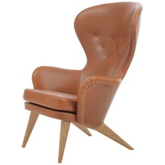 Siesta Lounge Chair in Cognac Leather Design by Carl-Gustaf Hiort Af Ornäs