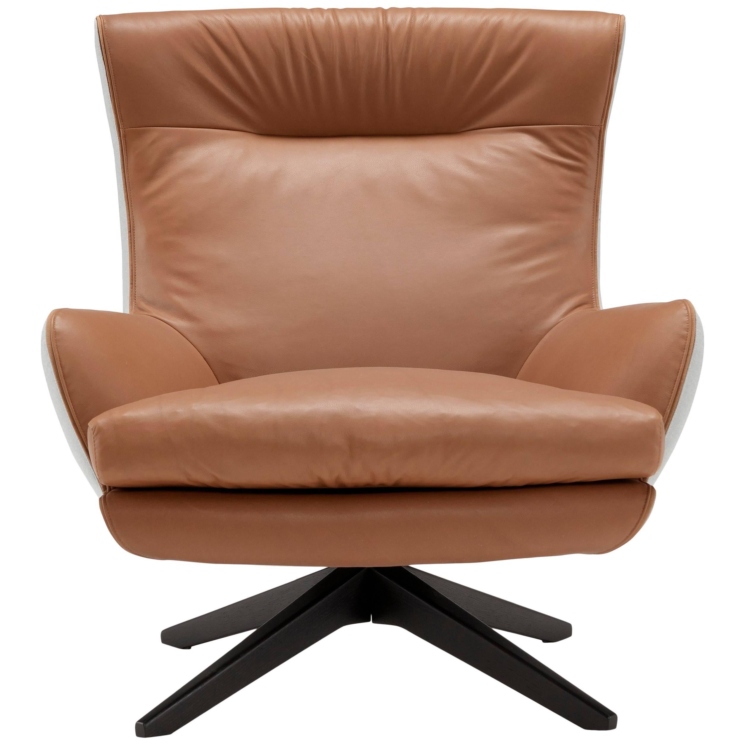 Rosemary Lounge Armchair in Mid Brown by Emanuel Gargano For Sale