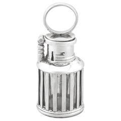 1880s Antique Victorian Sterling Silver Lantern Inkwell