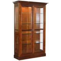 Stunning Grange Solid Cherry Wood Glass Display Cabinet with Lights Bookcase