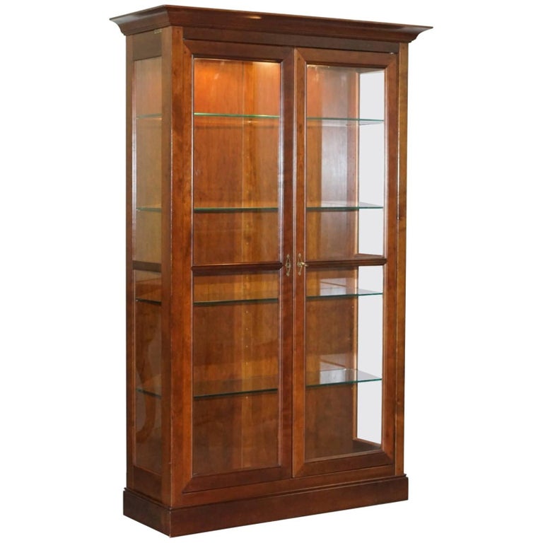 Large Painted Wood Sliding Glass Door China Cabinet ...