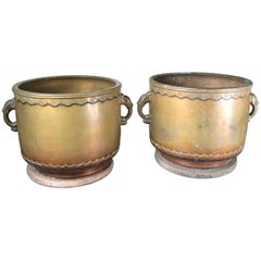 Japan Lovely Antique Pair of Hand Caste Bronze Planters