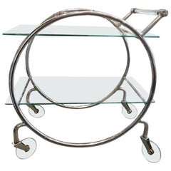 Vintage Art Deco Glass and Chrome Drinks Cart