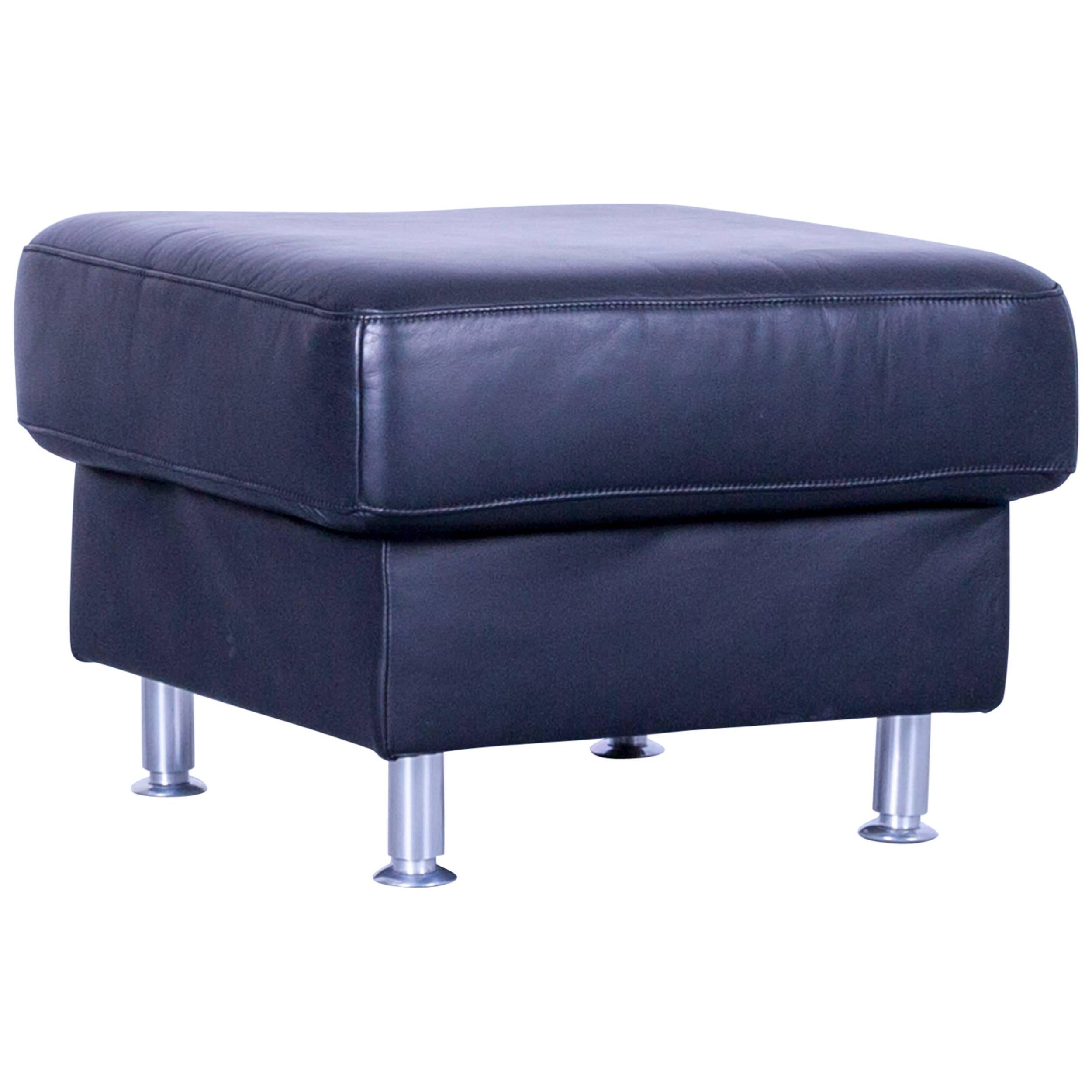 Ewald Schillig Florenz Designer Foot-Rest Black Leather Couch Modern For Sale