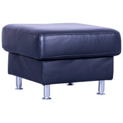 Ewald Schillig Florenz Designer Foot-Rest Black Leather Couch Modern