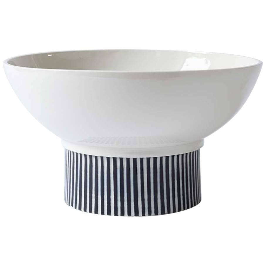 Handmade Porcelain Bowl, Elevated, Striped, Modular, Contemporary, Modern  For Sale
