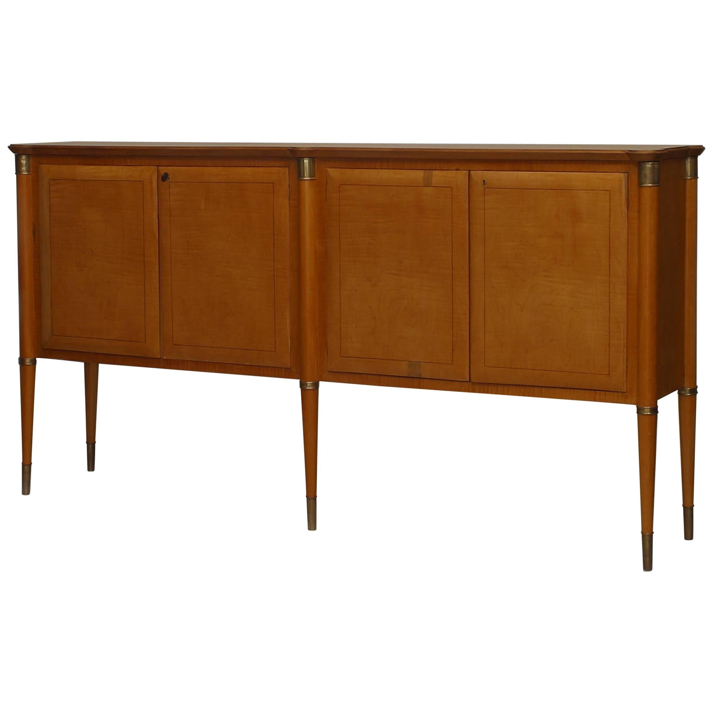 Italian Mid-Century Sycamore Sideboard For Sale