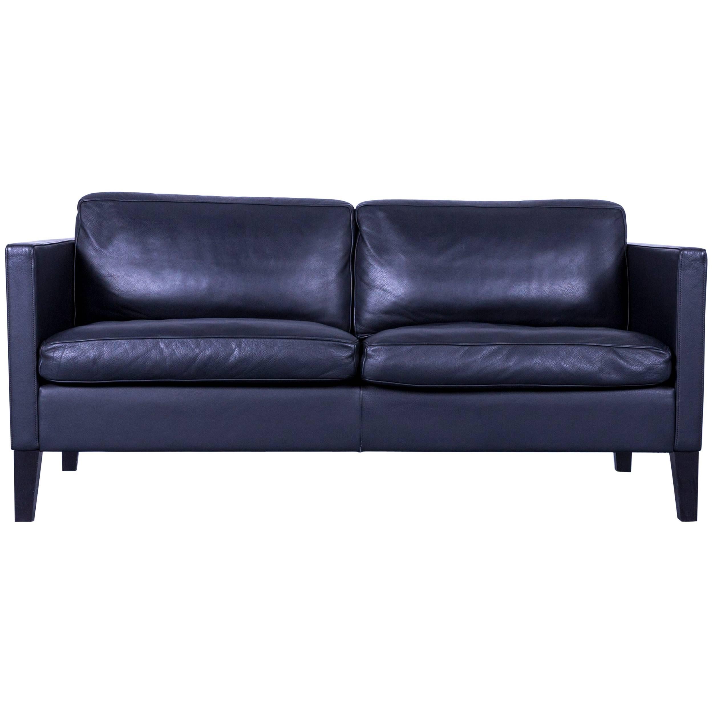 De Sede Designer Sofa Black Leather Two-Seat Modern
