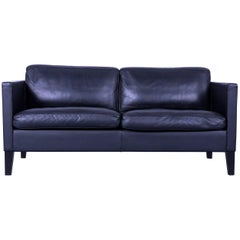 De Sede Designer Sofa Black Leather Two-Seat Modern