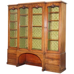 Tall Victorian 19th Century Mahogany Library Breakfront Bookcase Cabinet