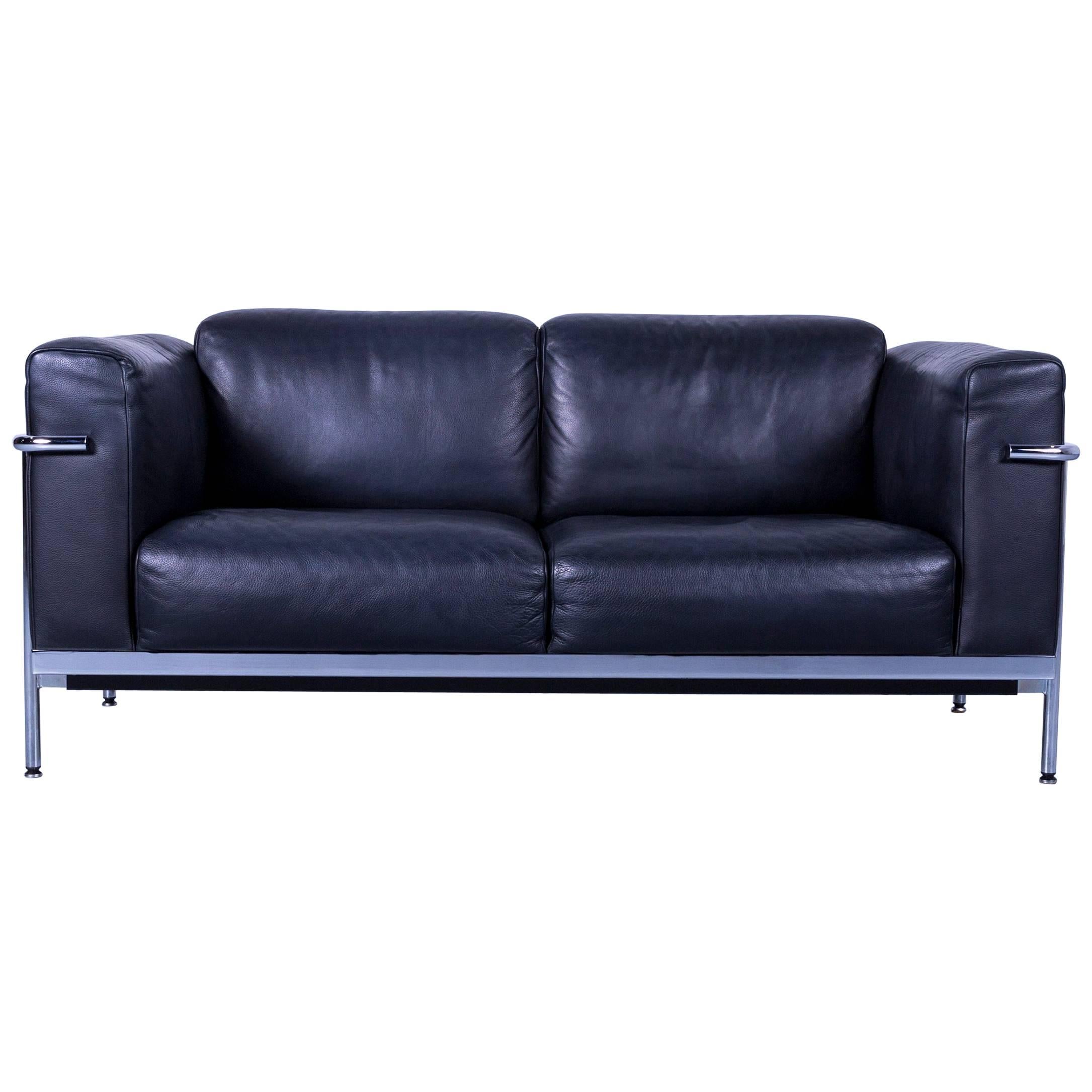 De Sede DS 560 Designer Sofa Black Leather Two-Seat Modern