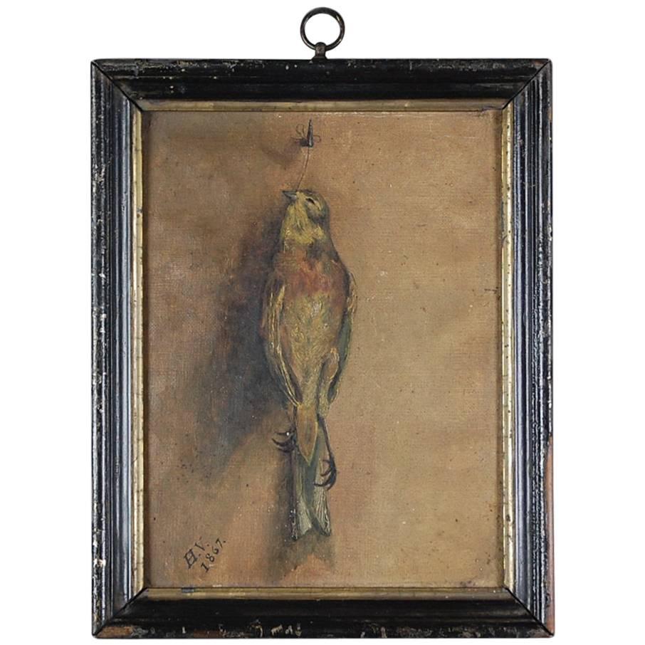 19th Century Songbird Oil Painting