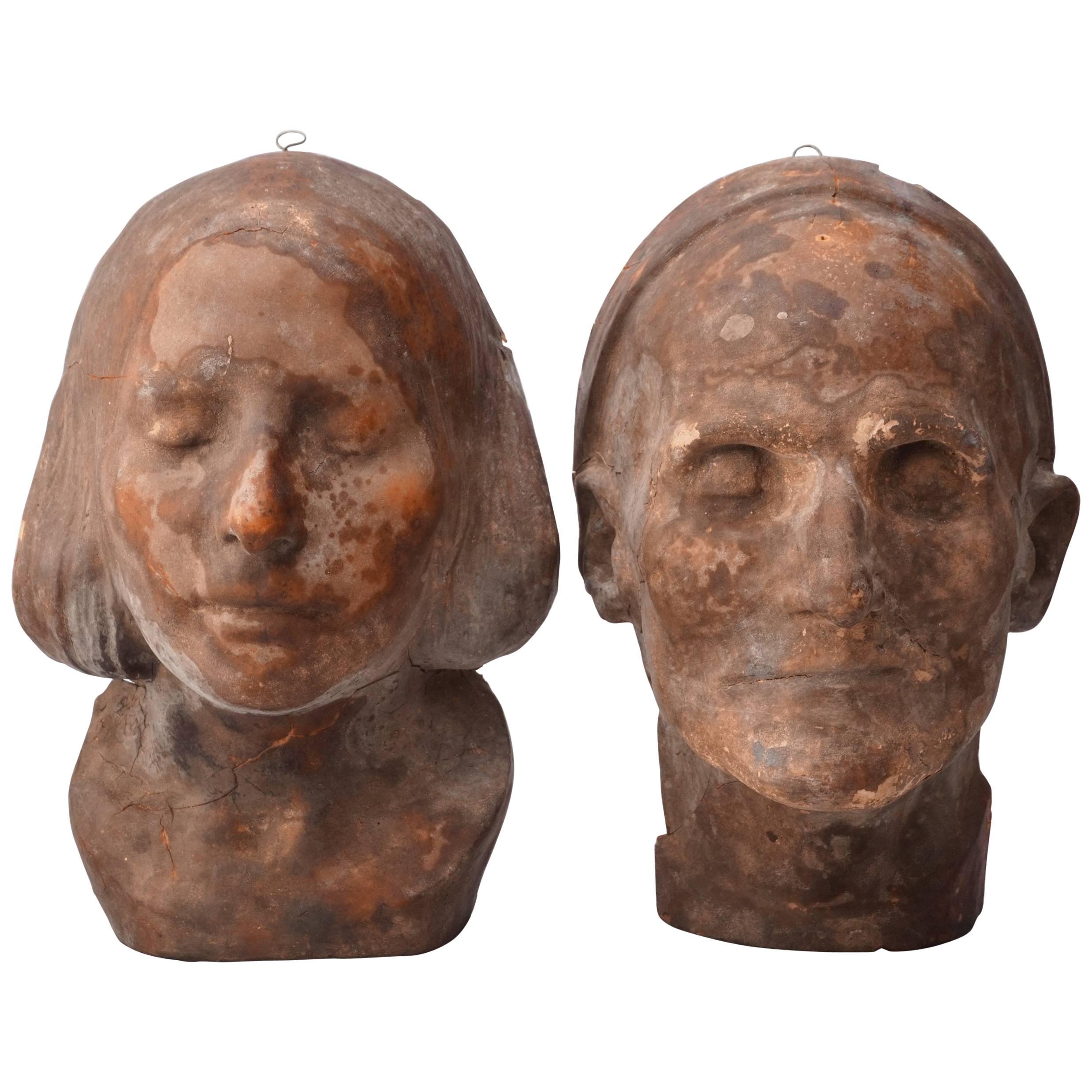 Two 19th Century Rare Wax Death Masks