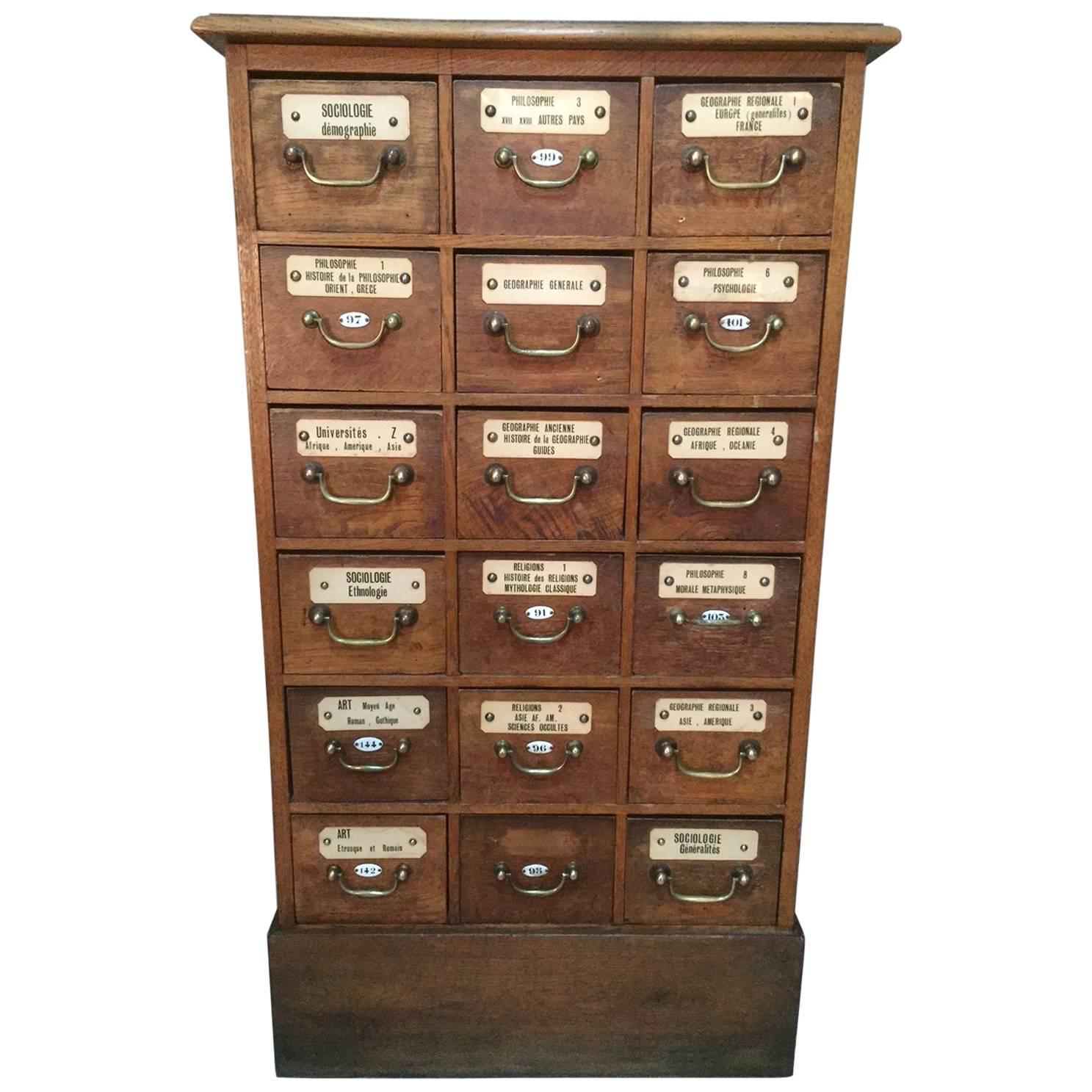 French Oak University Storage Cabinet, 1900s