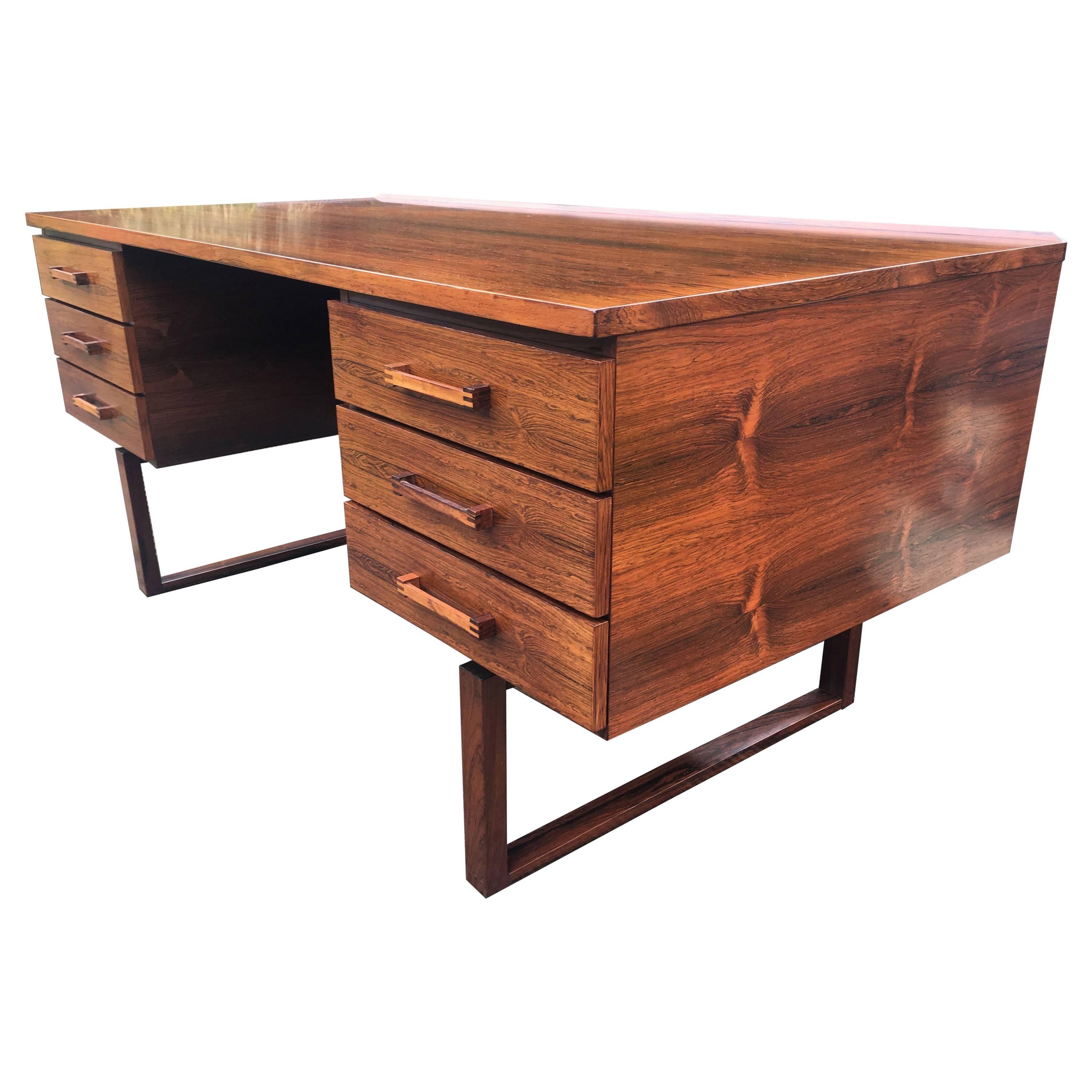 Very Fine Rosewood Midcentury Danish Desk by Henning Jensen and Torben Valeur