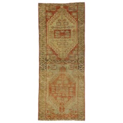 Vintage Turkish Oushak Accent Rug, Entry or Foyer Rug with Rustic Mission Style