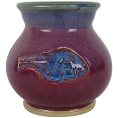 Alexis Templeton Studio Pottery Vase in Rose and Blue