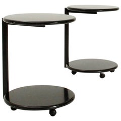 Black Metal Round Italian Nightstand, 1980s