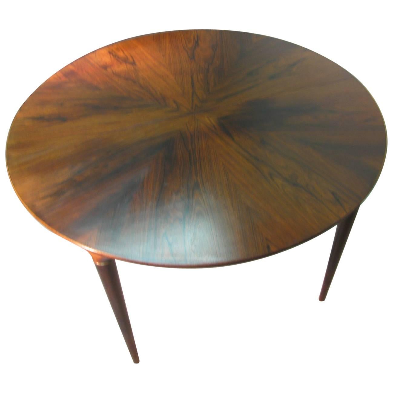 Midcentury Scandanavian Modern Rosewood Dining Room Table with Two Leaves