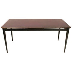 Italian Black Dining Table with Glass Top, 1960s