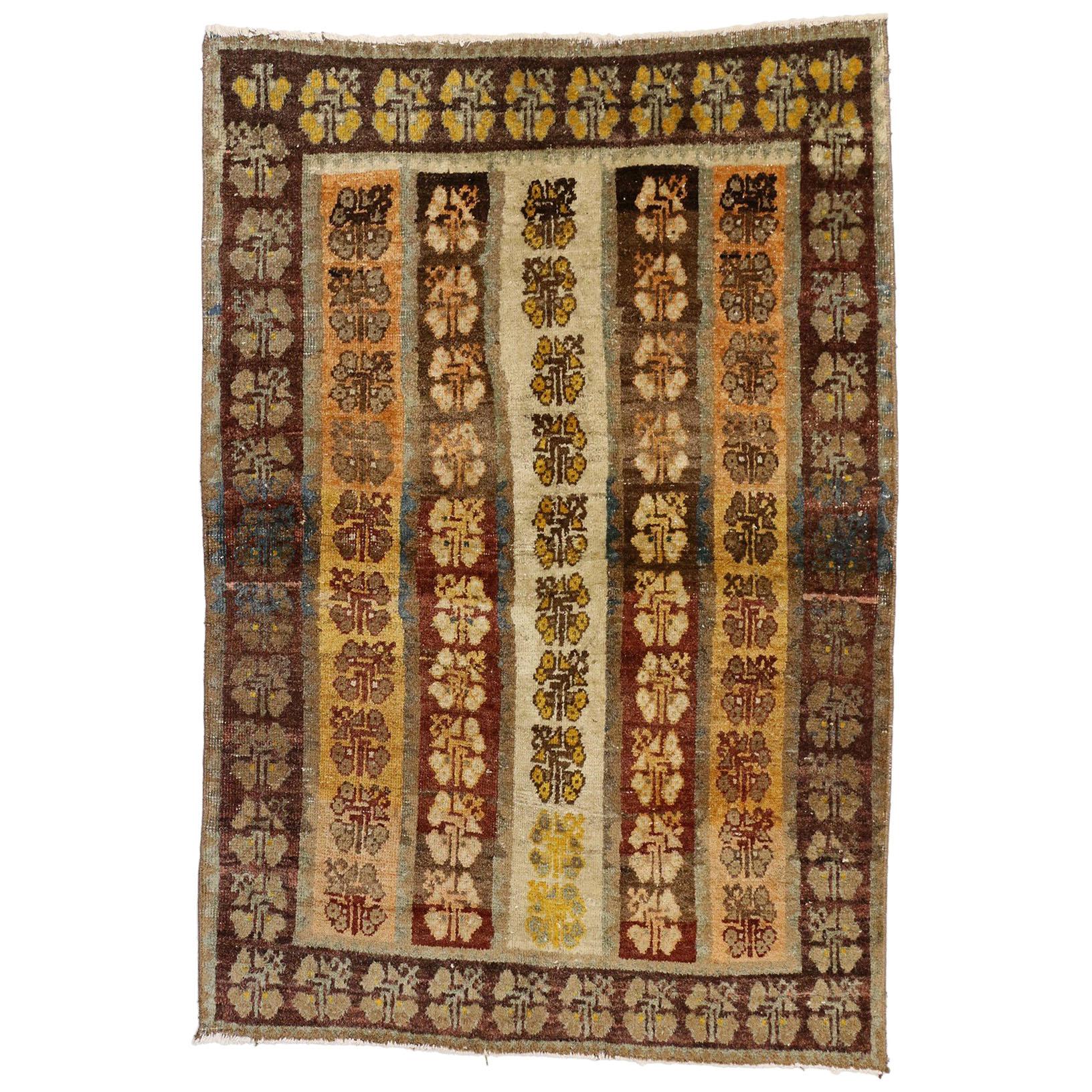 Vintage Turkish Oushak Accent Rug, Entry or Foyer Rug with Arts & Crafts Style For Sale
