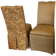 Pair of Hollywood Regency Style Side Chairs in Fine Custom Covered Upholstery