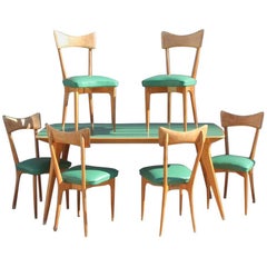 Dining Table with Six Chairs Minimalist Style and Rational Made in Italy, 1950s
