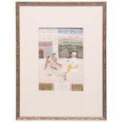 "Noble Afternoon on the Terrace" 19th Century Indian Mughal Painting