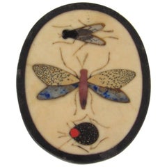 Miniature Italian Pietra Dura Insect Plaque