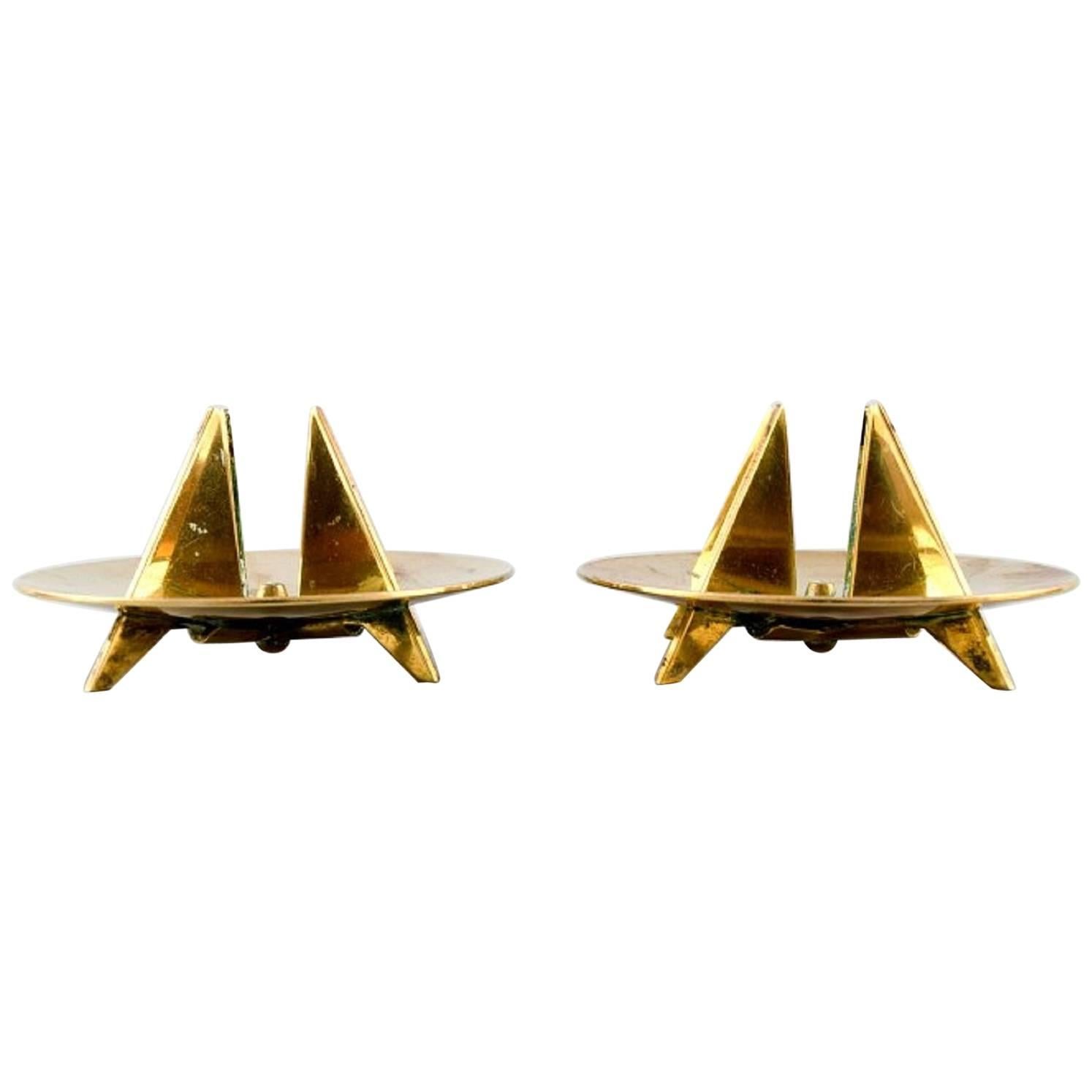 Pair of Sculptural Candle Holders Designed by Pierre Forsell for Skultuna