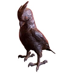 Vintage Japanese Cast Iron Parrot Sculpture