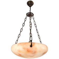 Great Shape Art Deco Alabaster Pendant or Ceiling Lamp Warm and Colorful 