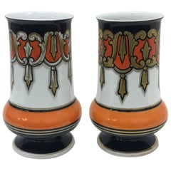 Antique Two Italian Art Deco Porcelain Vases, circa 1930