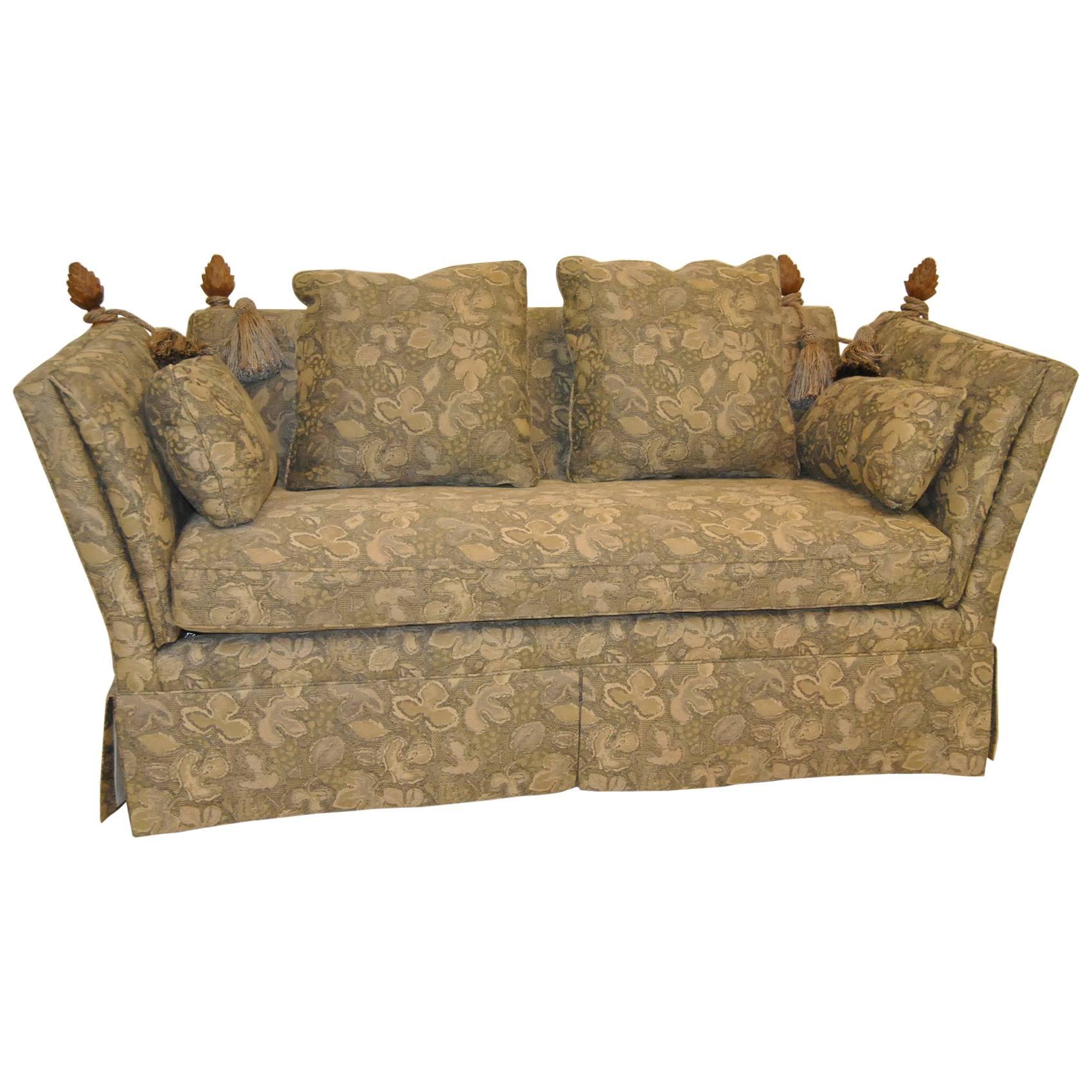 Knole Style Settee Loveseat with Carved Pineapple Finials by Baker Furniture