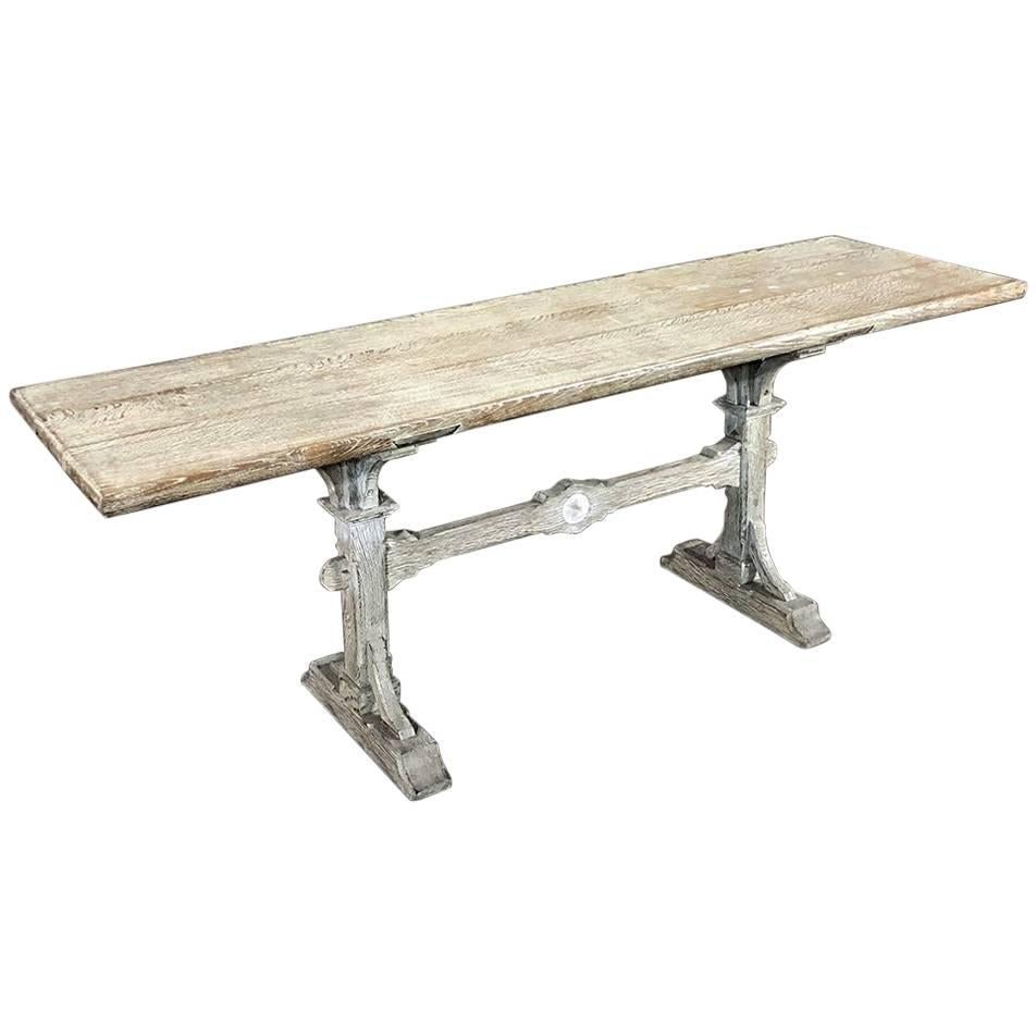 19th Century Country French Cerused Trestle Table