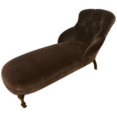 Vintage Custom Quality Victorian Style Velvet Chaise Lounge