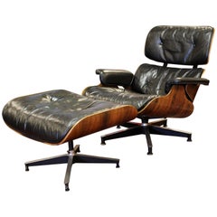 Mid-Century Modern Early Eames Herman Miller Rosewood Lounge Chair Ottoman 1950s