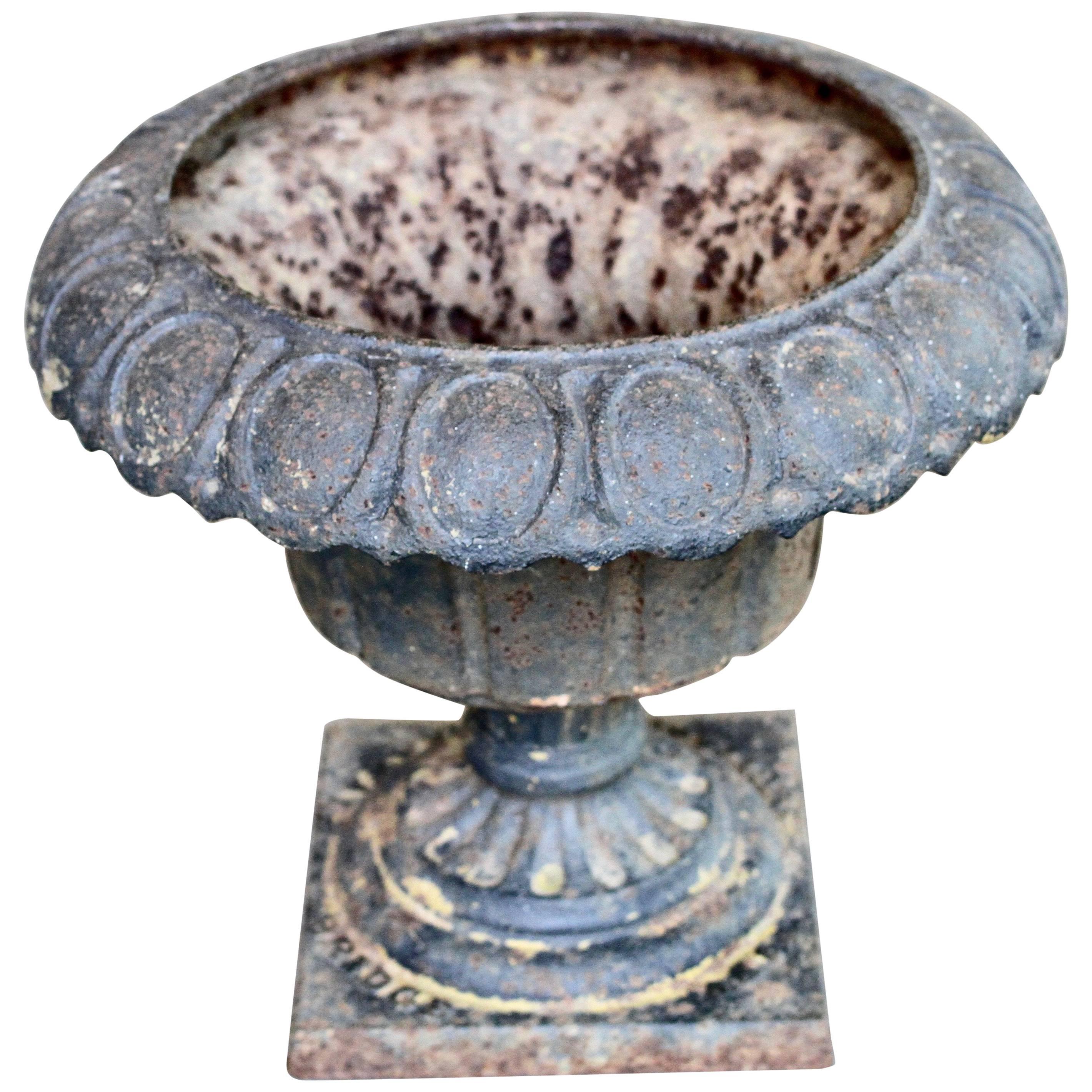 19th Century C.E. Walbridge Cast Iron Garden Urn For Sale