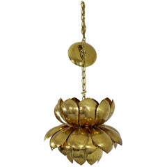 Mid-Century Modern Feldman Brass Lotus Flower Ceiling Pendant Chandelier, 1960s
