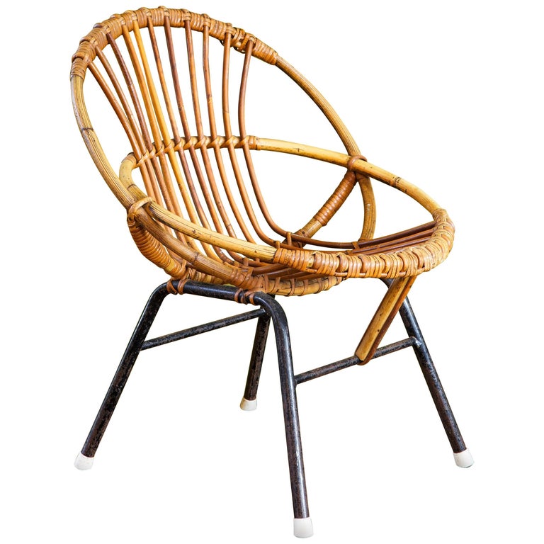 Bamboo/Rattan with Metal Legs Child's Chair by Rohe Noordwolde at 1stDibs