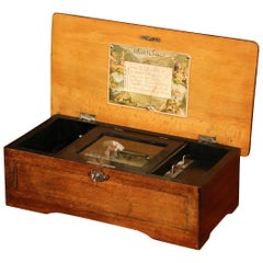 19th Century French Six-Melody Cylinder Crank Music Box in Good Working Order