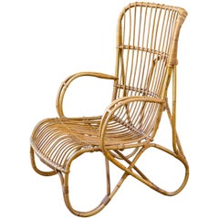 Midcentury Bamboo and Rattan Lounge Chair