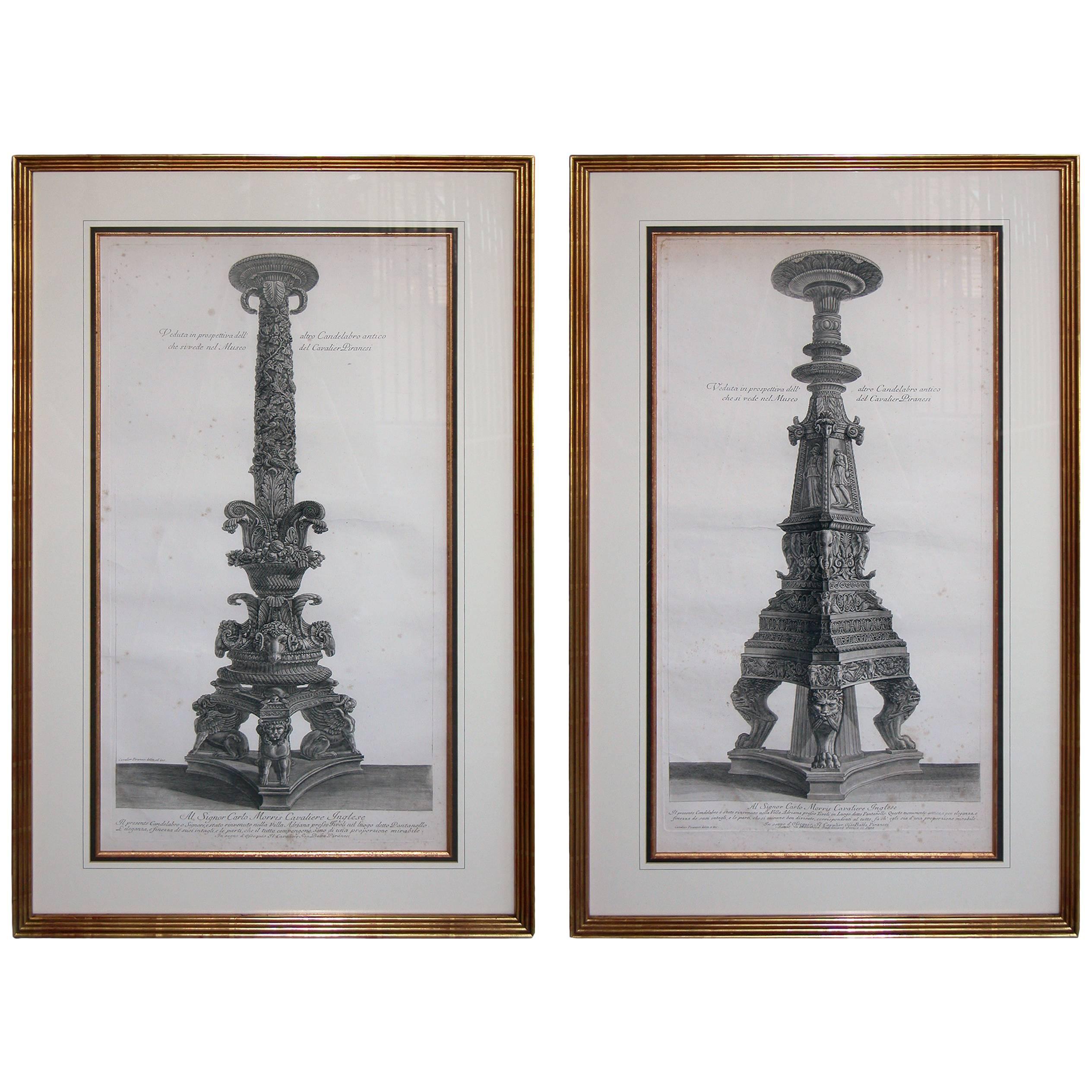 Pair of Italian Engravings of Monumental Torchieres by Giovanni Piranesi